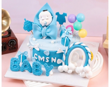 Bánh kem đất sét đầy tháng bé trai