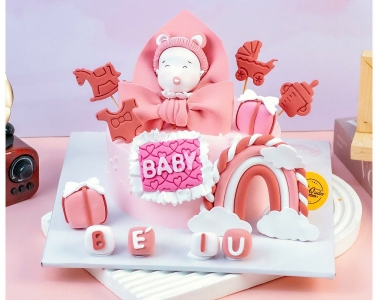 Bánh kem đất sét bé gái Full Month