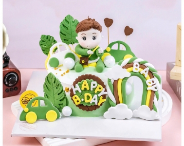 Bánh kem sinh nhật bé trai đất sét